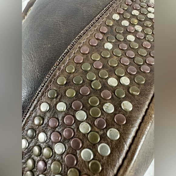 Genuine STREETS AHEAD vintage brown leather bucket bag with chain strap and stud - Picture 6 of 11